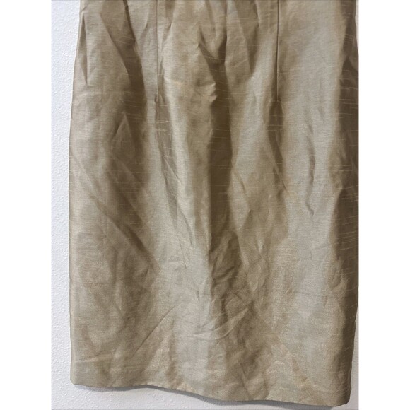Coldwater Creek Sheath Dress 12 Taffeta Knee Length Sleeveless Zip Lined Gold - Picture 3 of 14